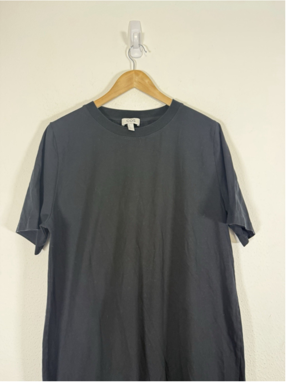 COS T-Shirt Midi Dress L Black Side Slits Minimalist Beach Travel Boho Resort - Picture 5 of 11